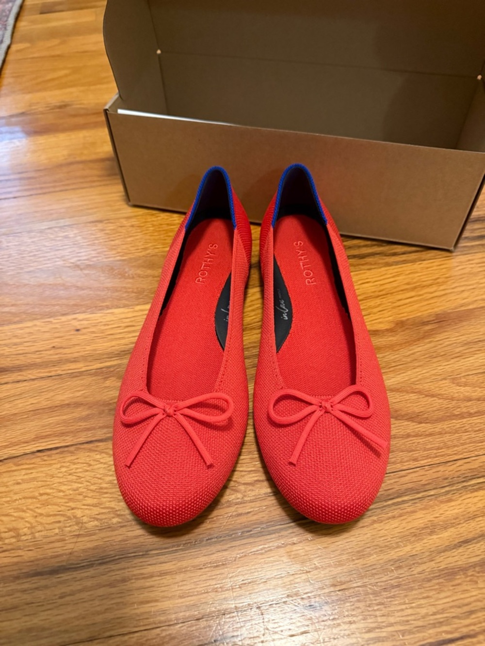 Rothy's Red Knit Ballet Flats with Bow - Picture 3 of 5